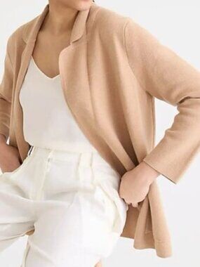 J. CREW 100% Merino Wool, Sweater Blazer, Camel, Women's Size Medium